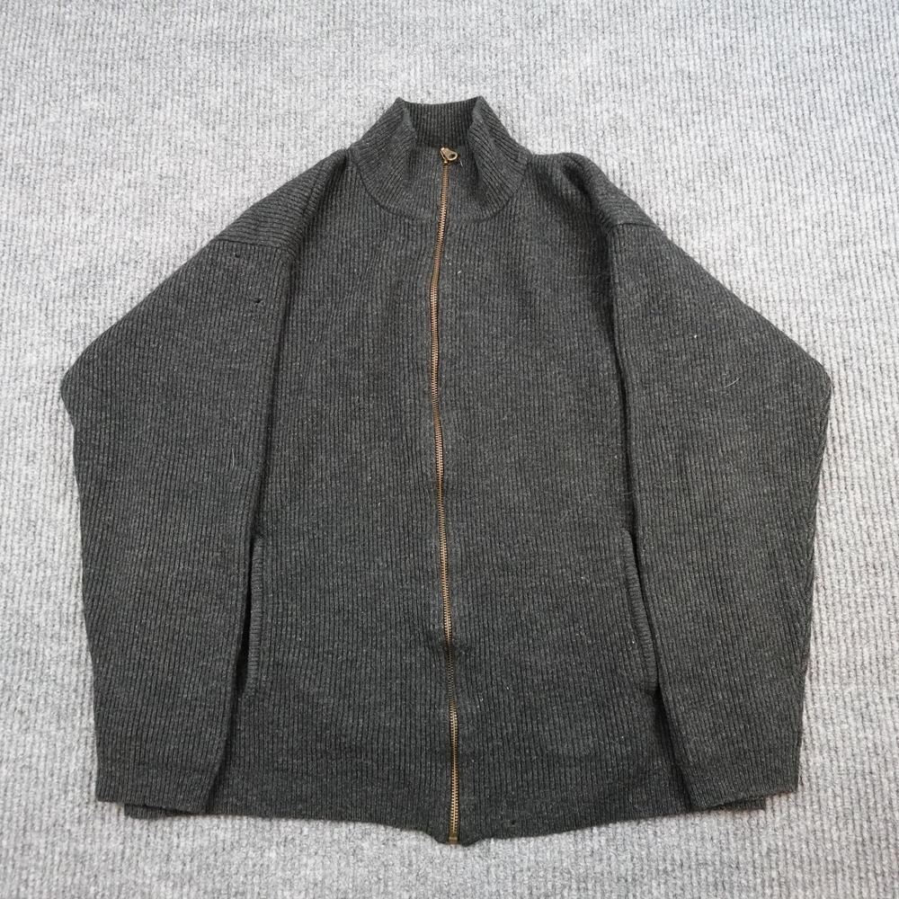 Vintage Patagonia Wool Sweater Mens Large Gray Full Zip Rib Knit Cardigan